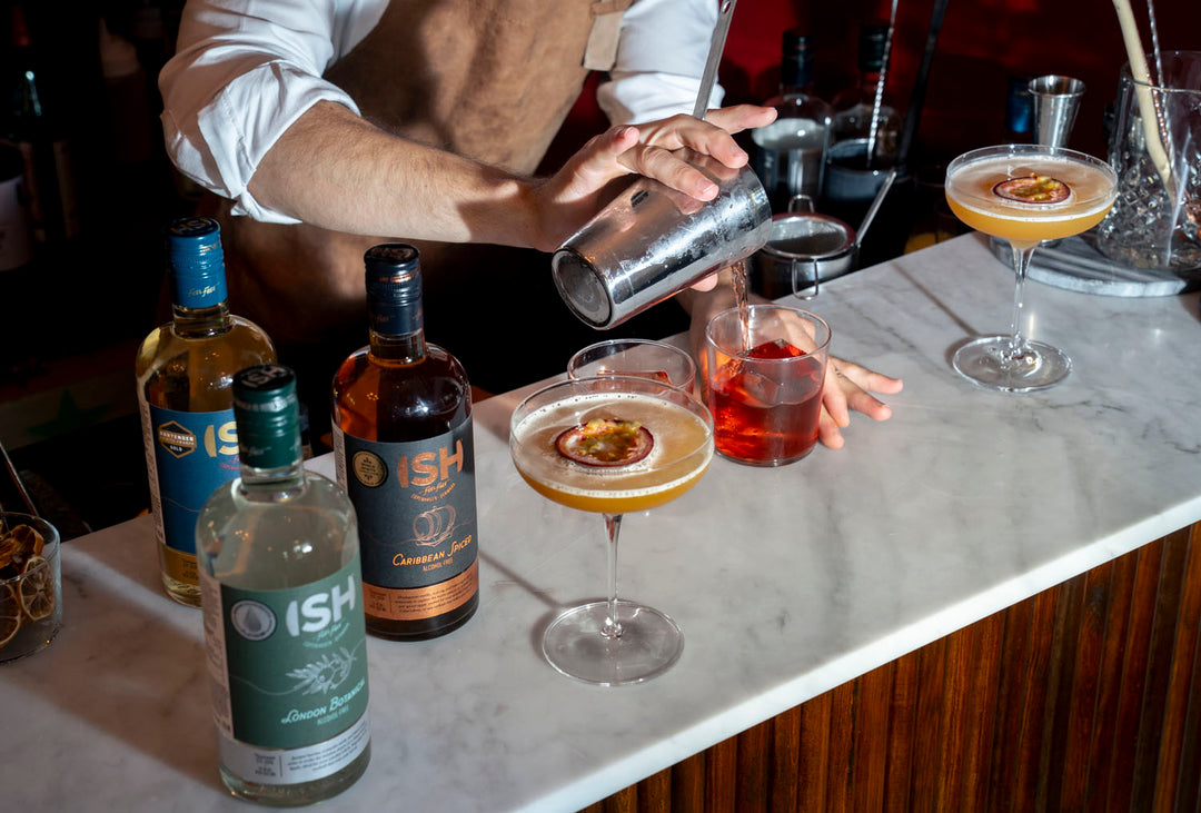 Bartender mixing alcohol-free cocktails