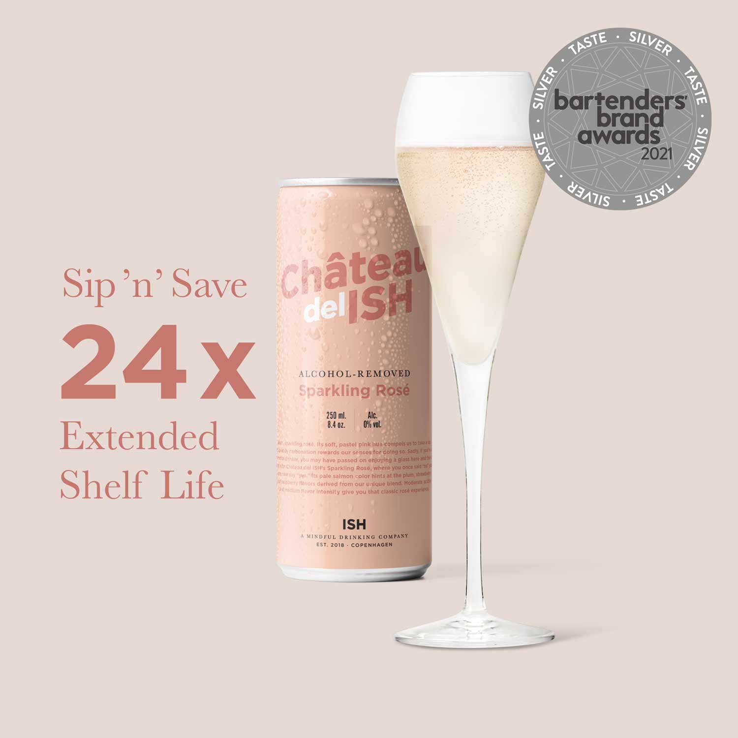 Non-alcoholic Wine, Light Sparkling Rosé, 24 x 250 ml (Extended)